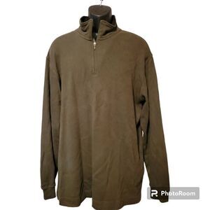 Geoffrey Beene Men’s Green Pullover ¾ Zip 100% Cotton Black Size Large